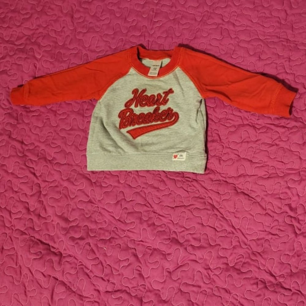 Carter's- Heart Breaker- Red and Grey - Pullover Sweater